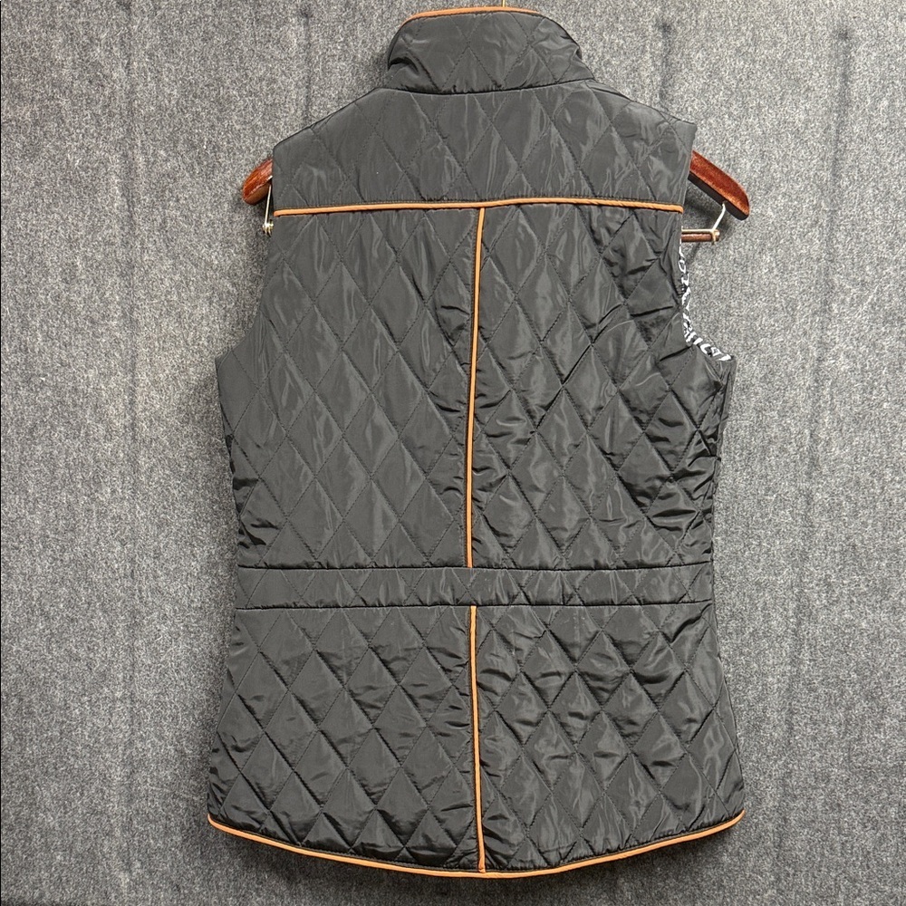 Game Day Black Quilted Vest with Orange Trim UT - Picture 3 of 7